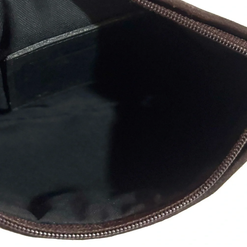 Coach vintage nlyon Dark Brown Wristlet clutch make up pouch bag with Logo